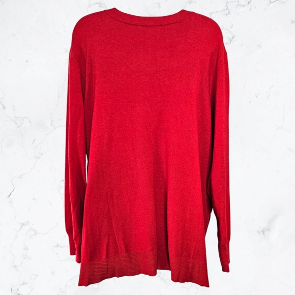 New Liz Claiborne Red, Black & White Chevron Stripe Plus Sweater - Picture 5 of 9